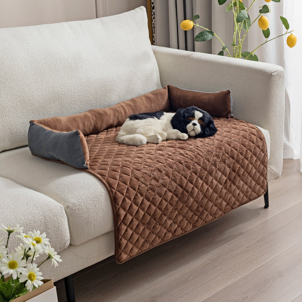 Plush Pet Sofa Bed & Furniture Protector for Dogs & Cats – Machine Washable, 5 Sizes